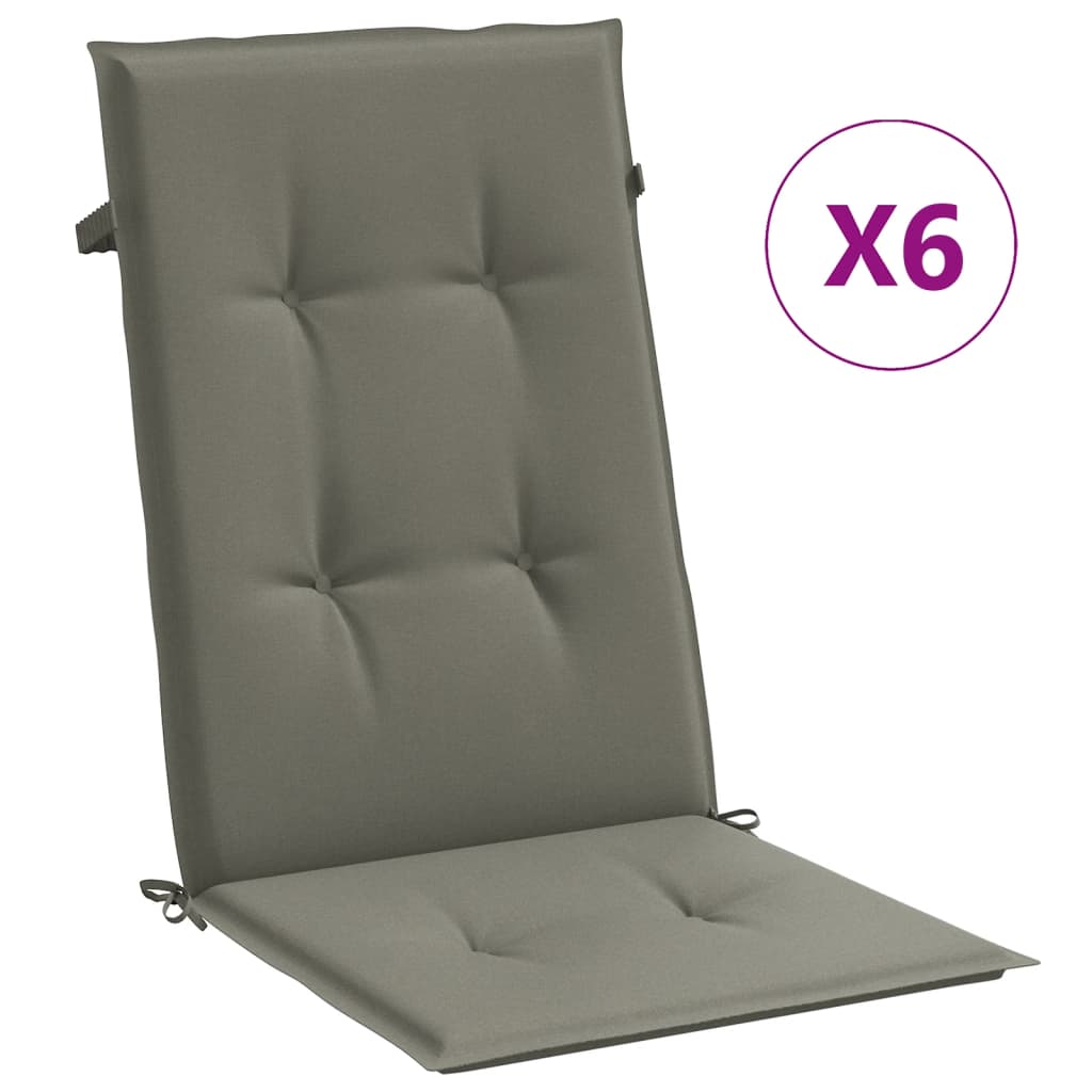 Vidaxx stolehynder 6 stk høj ryg 120x50x4 cm stof mørkegrå