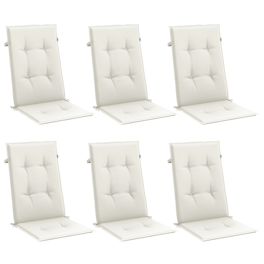 Vidaxx stolehynder 6 stk høj ryg 120x50x4 cm stof blandet creme
