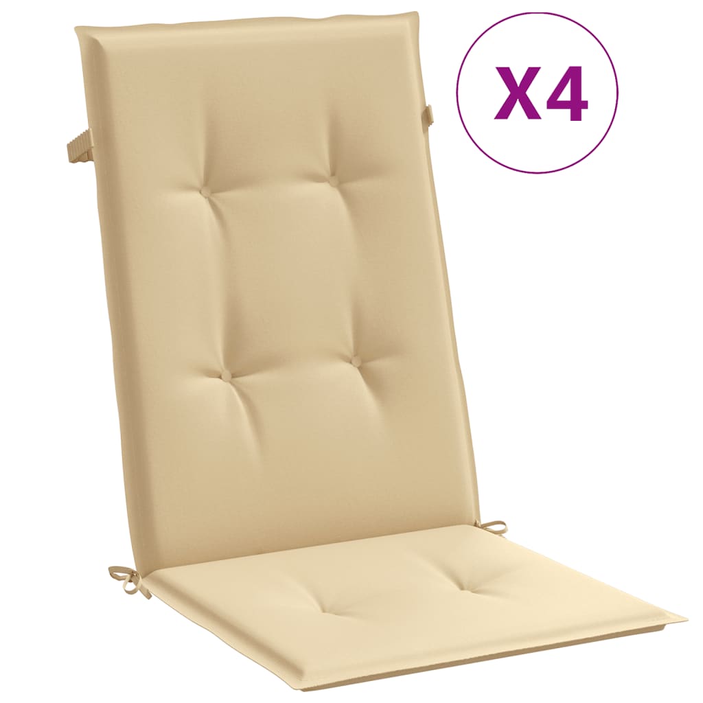 Vidaxx stolehynder 4 stk høj ryg 120x50x4 cm stof blandet beige