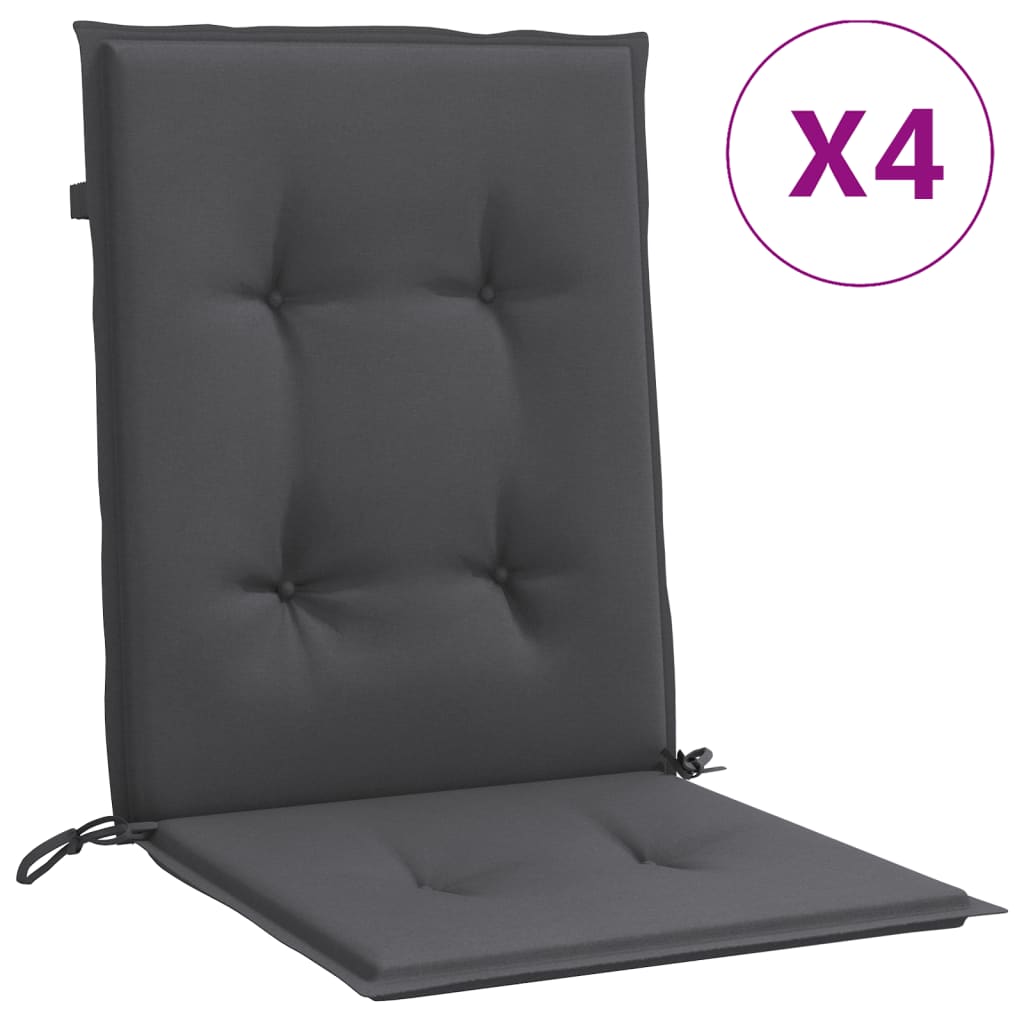 VidaXL stolehynder 4 stk lav ryg 100x50x4 cm stof blandet antracit