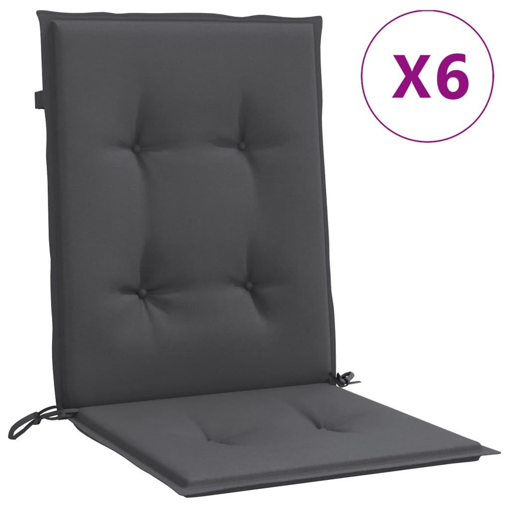 Vidaxx stolehynder 6 stk lav ryg 100x50x4 cm stof blandet antracit