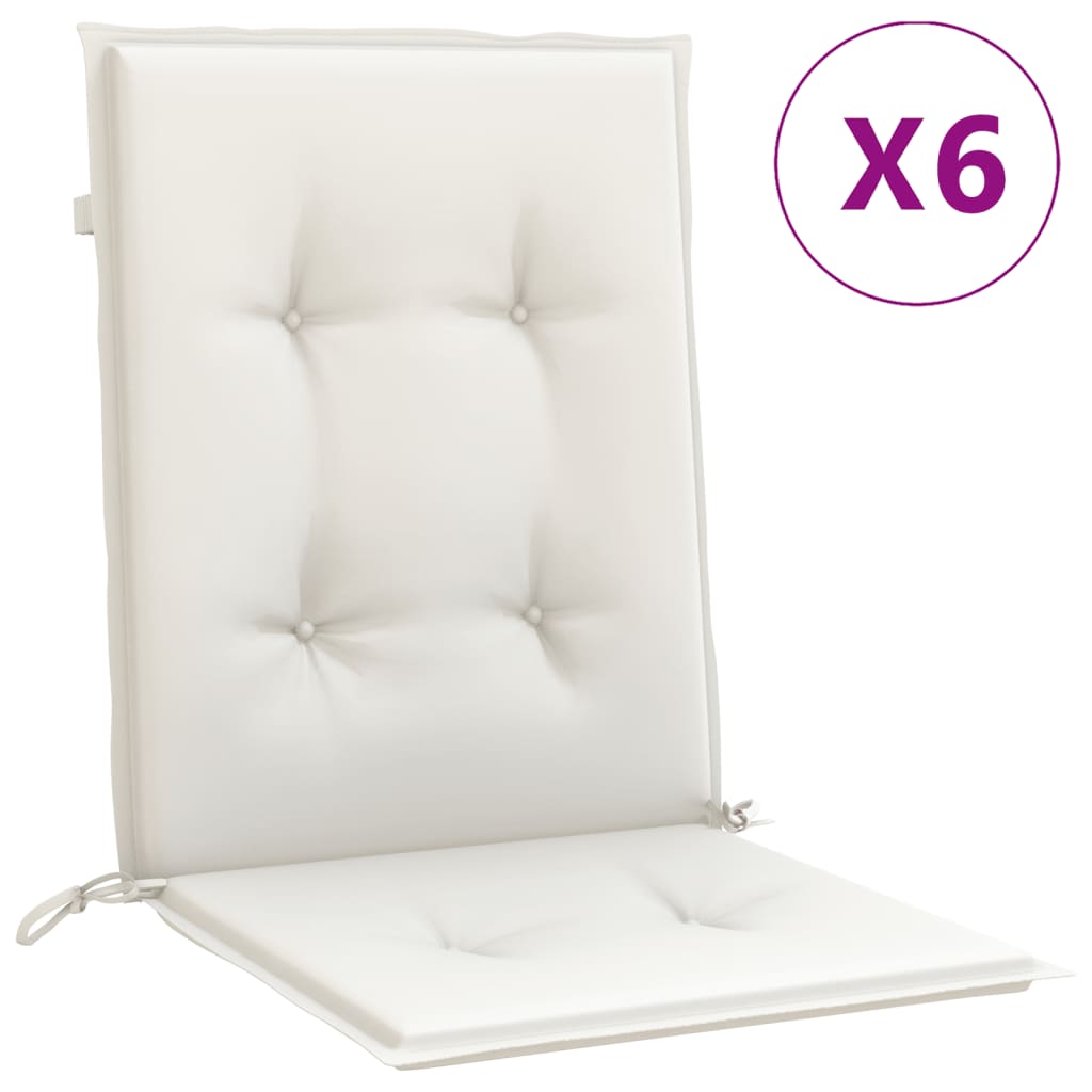 VidaXL stolehynder 6 stk lav ryg 100x50x4 cm stof blandet creme