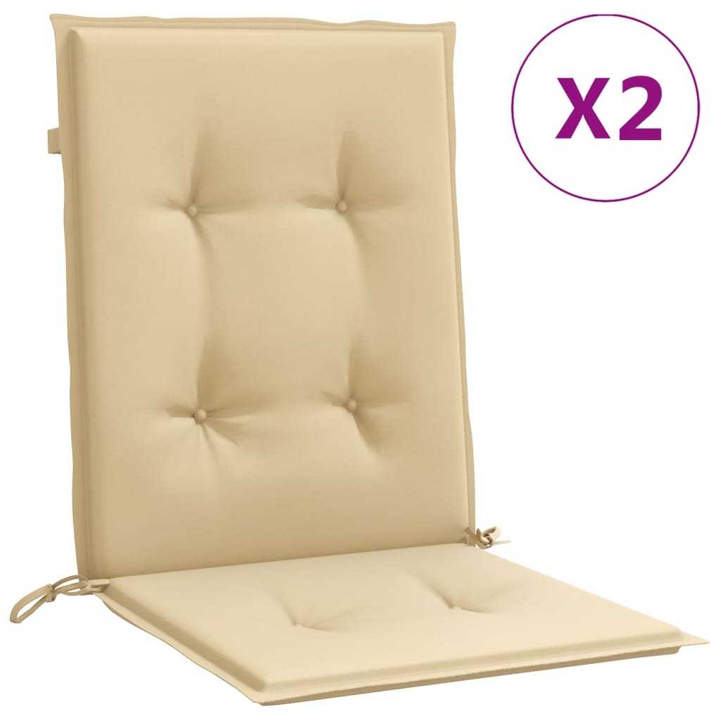Vidaxx stolehynder 2 stk lav ryg 100x50x4 cm stof blandet beige