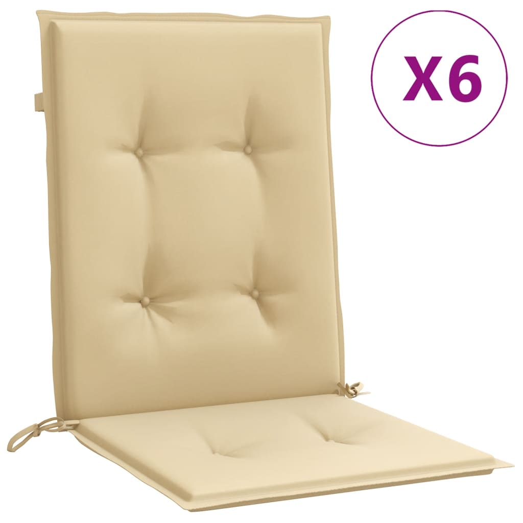 Vidaxx stolehynder 6 stk lav ryg 100x50x4 cm stof blandet beige
