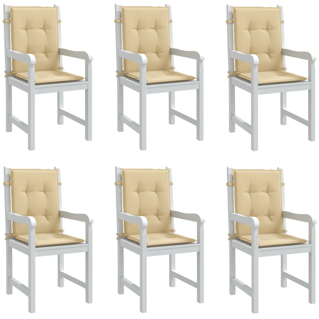 Vidaxx stolehynder 6 stk lav ryg 100x50x4 cm stof blandet beige