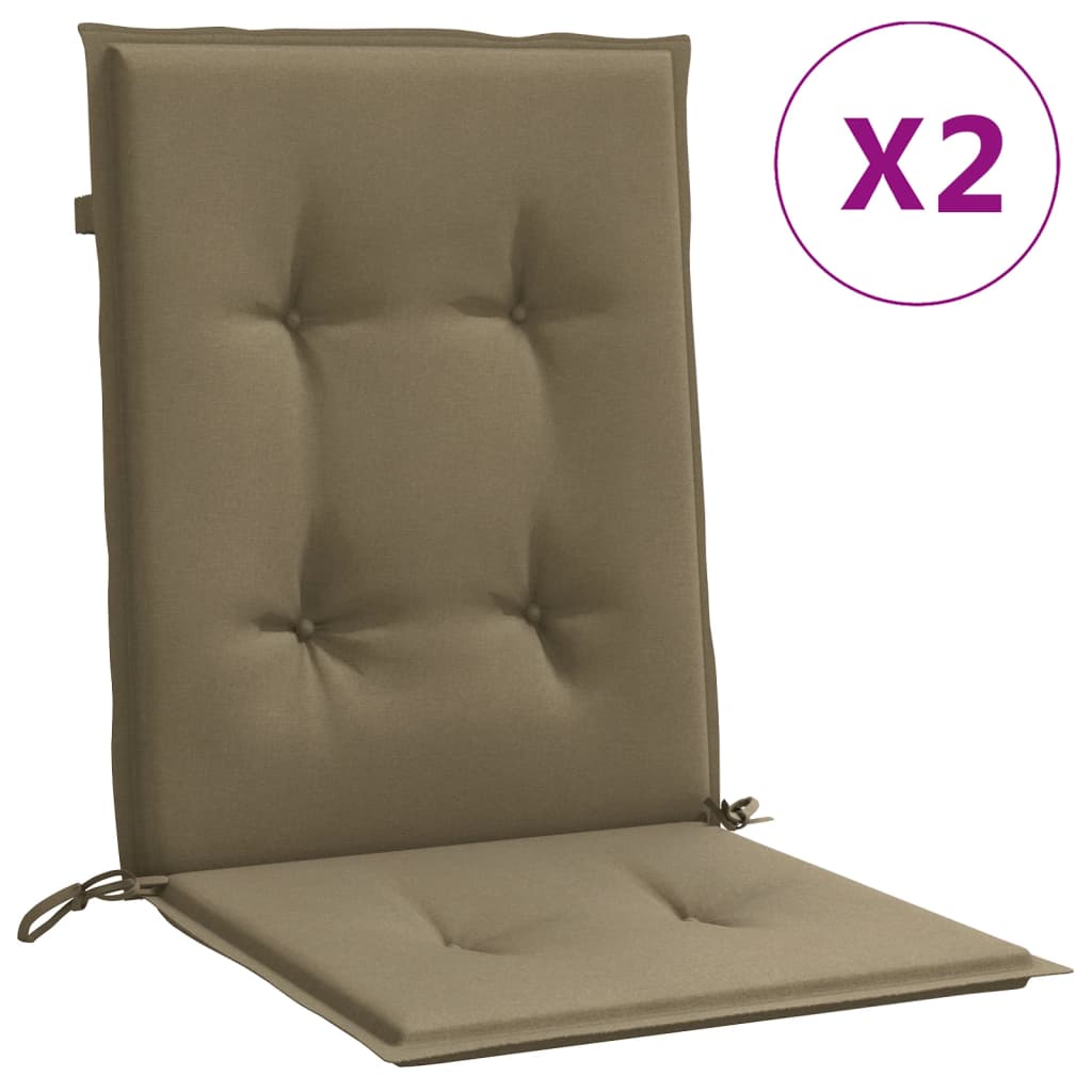 Vidaxx stolehynder 2 stk lav ryg 100x50x4 cm stof meleret taupe