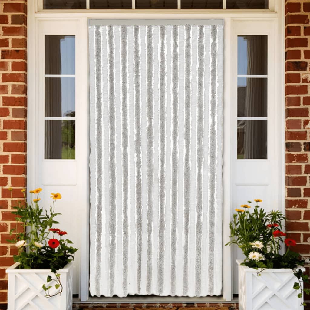 Vidaxx fluegardin 90x200 cm chenille lysegrå og hvid
