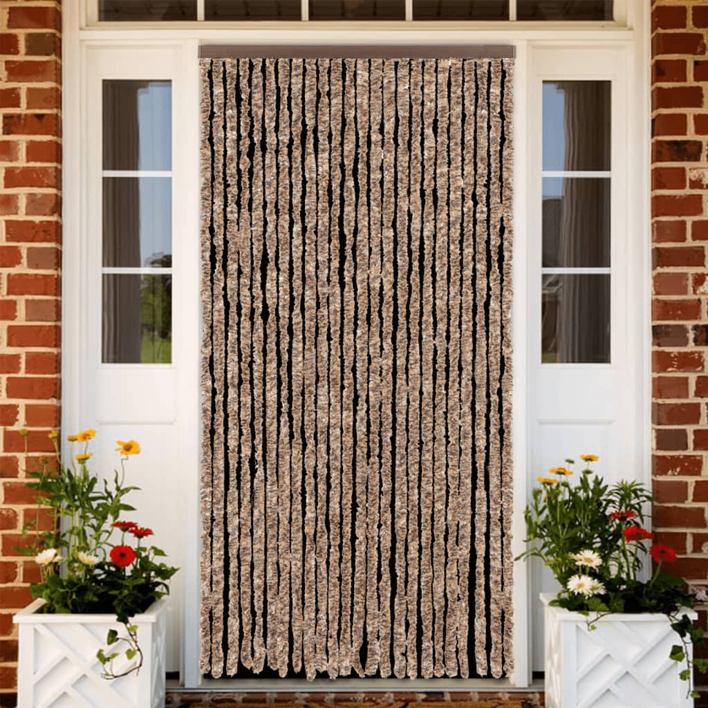 Vidaxx fluegardin 100x220 cm chenillebeige og mørkebrun