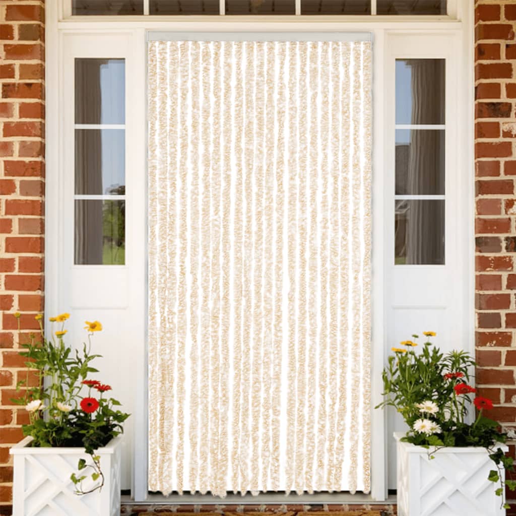Vidaxx fluegardin 90x200 cm chenille beige og hvid