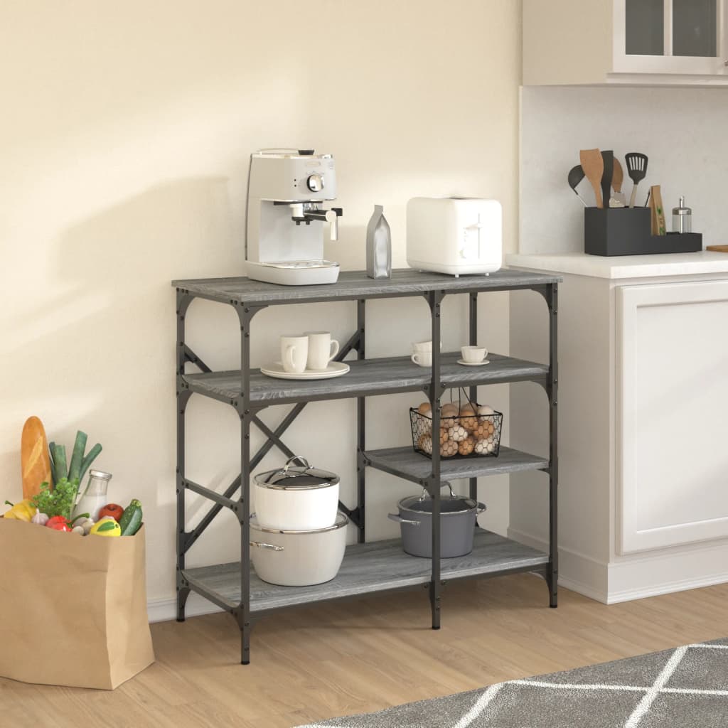 VidaXL bagereol 90x40x84 cm udformet træ og metal grå sonoma