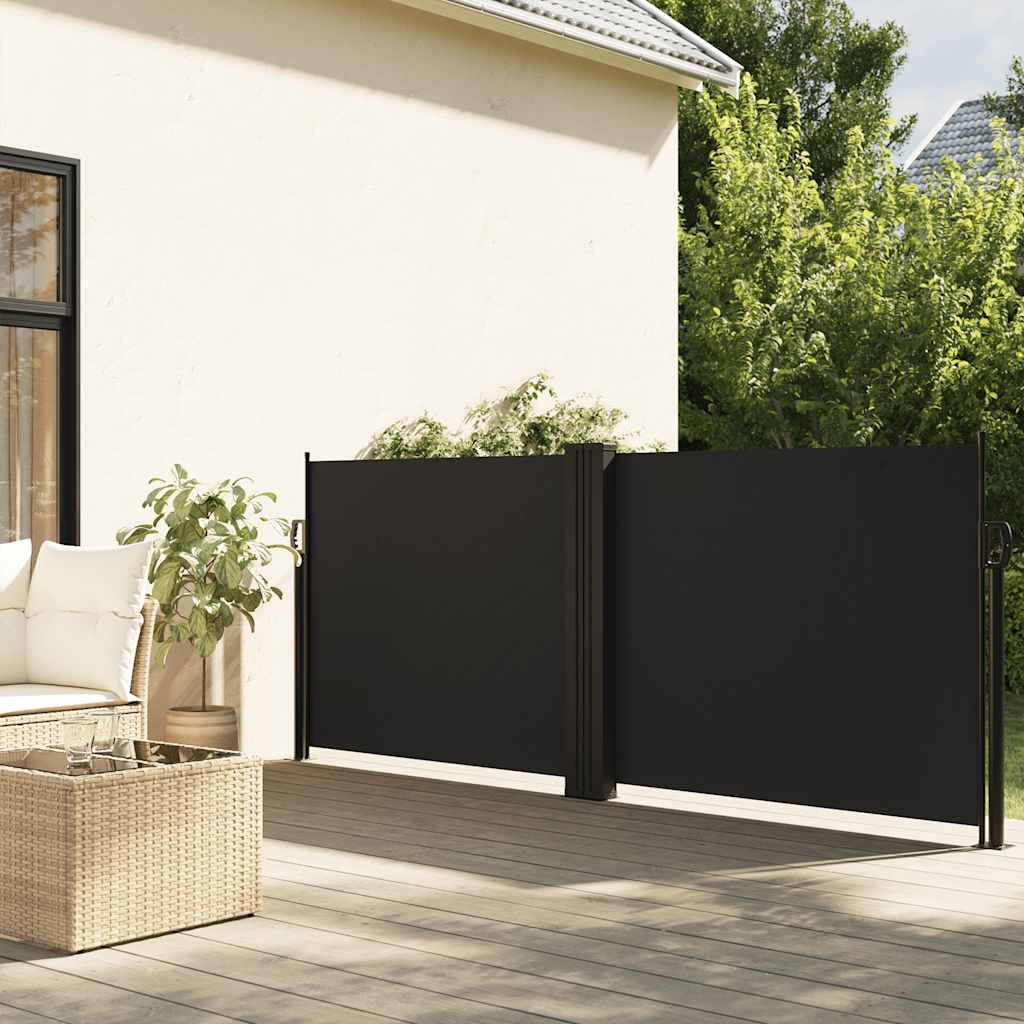 Vidaxx udtrækbar vindskærm 120x600 cm sort
