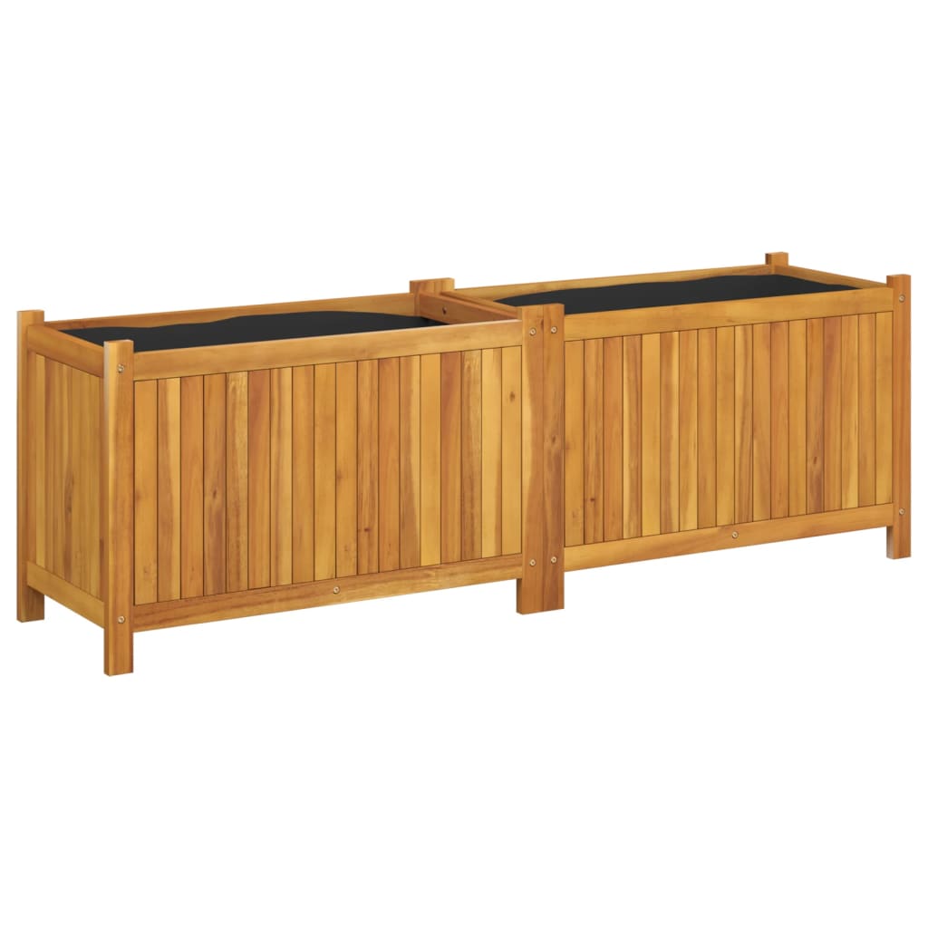 Vidaxx plantekasse med foring 153x38,5x50 cm massivt akacietræ