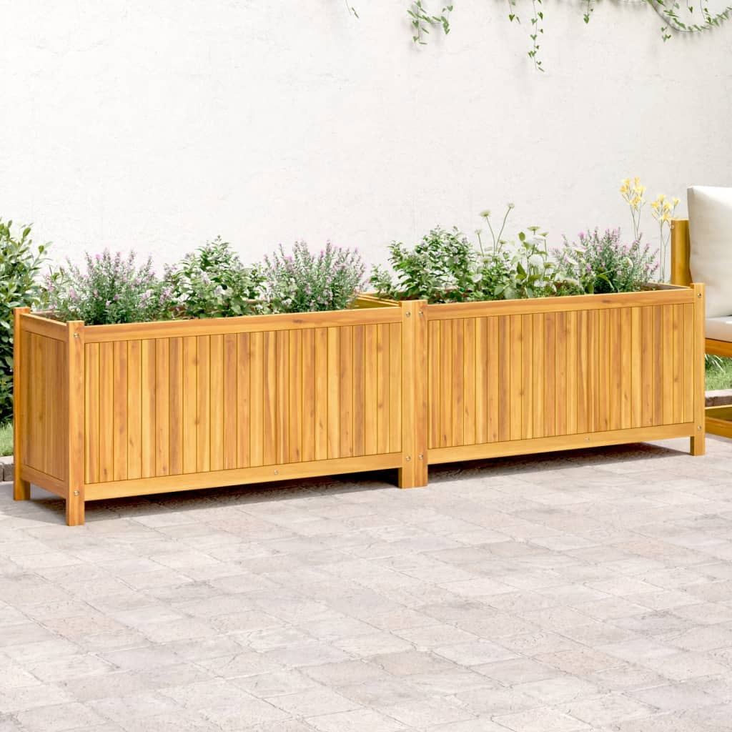 Vidaxx plantekasse med foring 199x38,5x50 cm massivt akacietræ