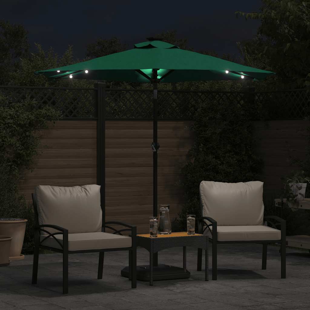 Vidaxx parasol med lysdioder og stålstang 225x225x212 cm grøn