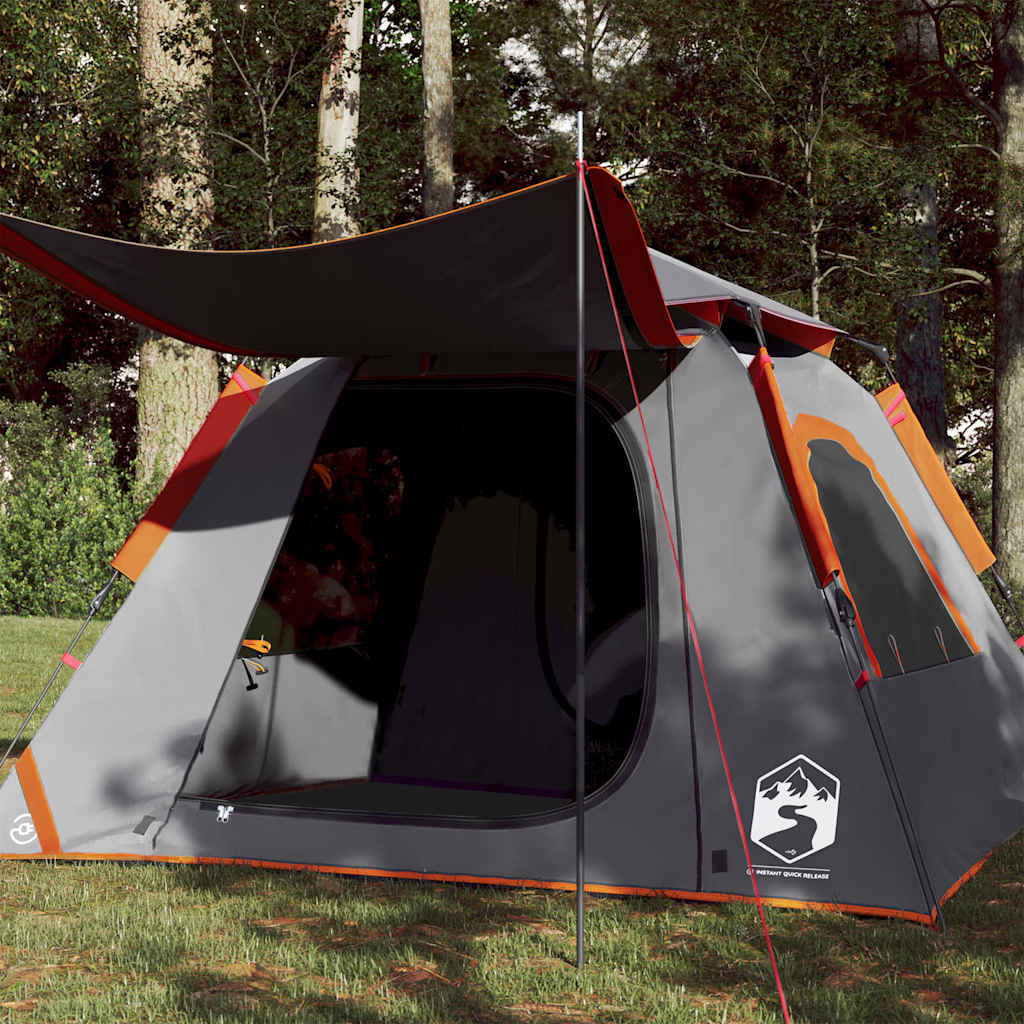 Vidaxl kuppeltelt 4-personers quick release grå og orange