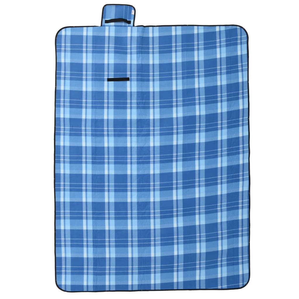 VidaXL picnic tæppe foldbart ternet 200x150 cm fløjlsblå