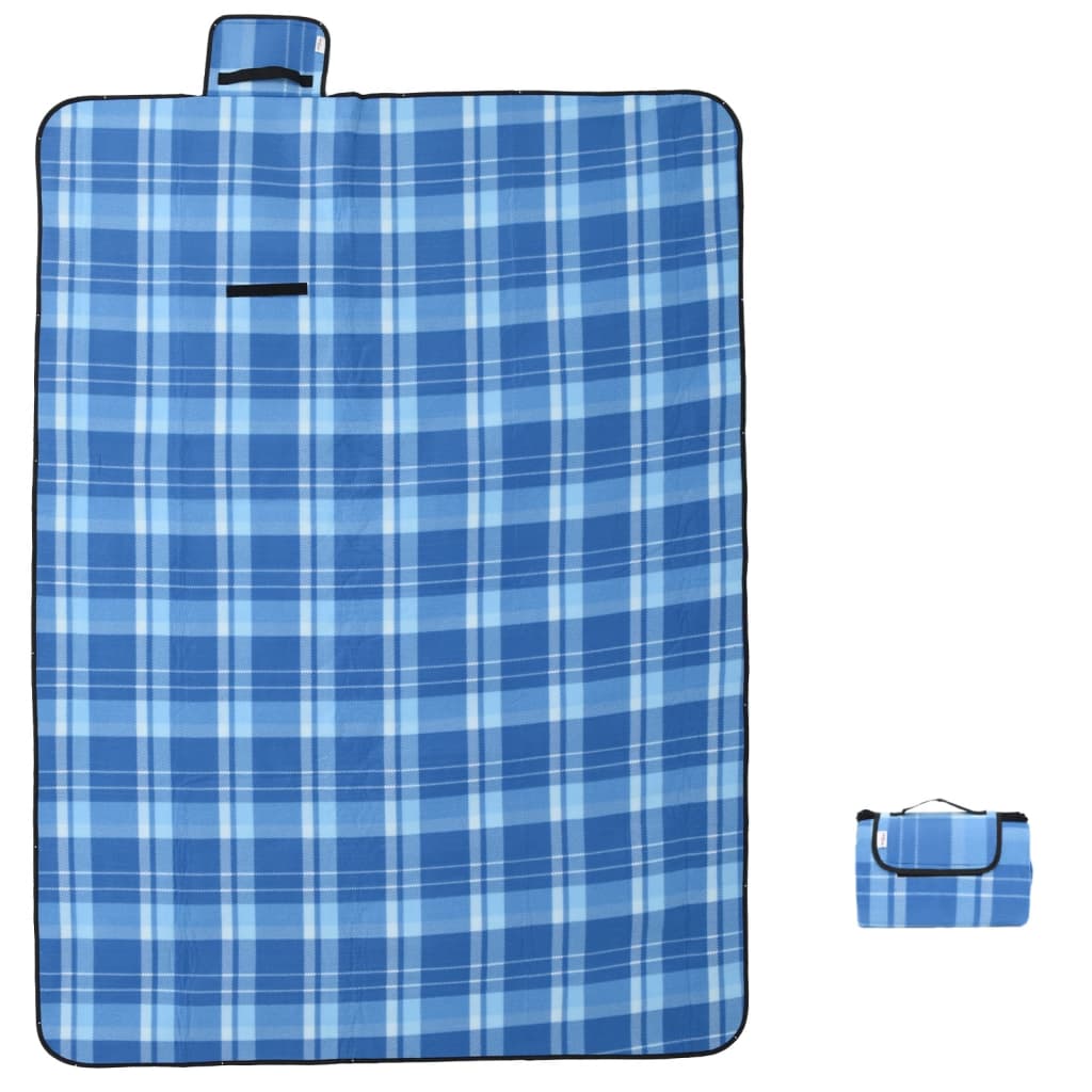 VidaXL picnic tæppe foldbart ternet 200x150 cm fløjlsblå