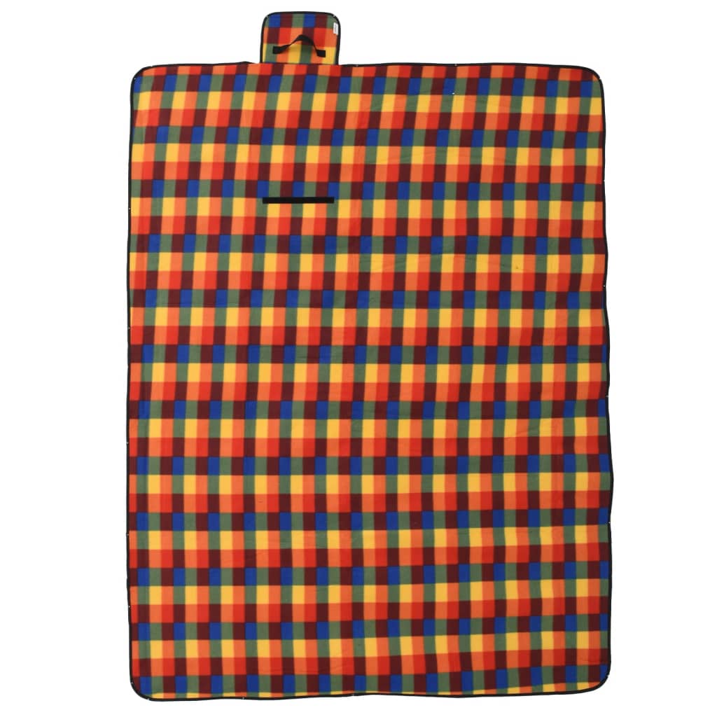 Vidaxx foldbart picnictæppe ternet 200x150 cm fløjl flerfarvet
