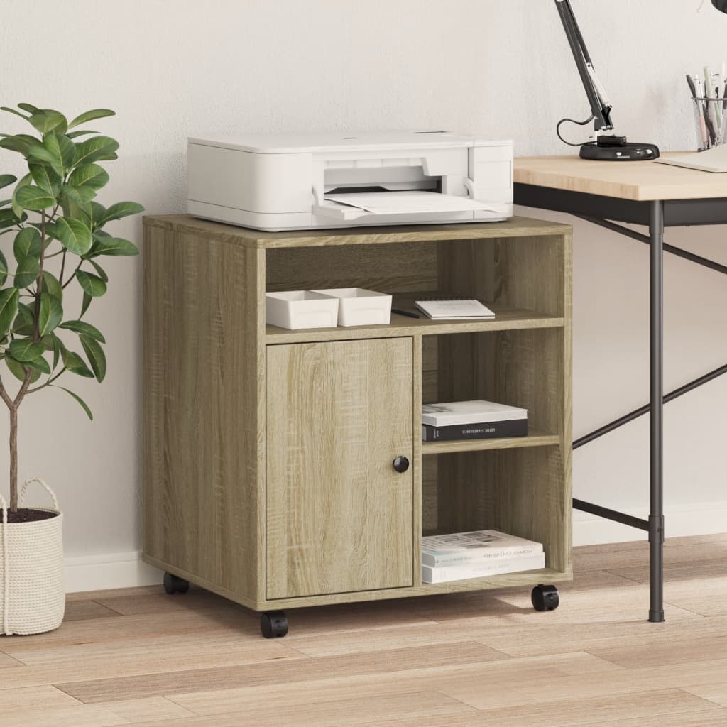 VidaXL printerskab med hjul 60x50x67 cm sonoma eg-farvet