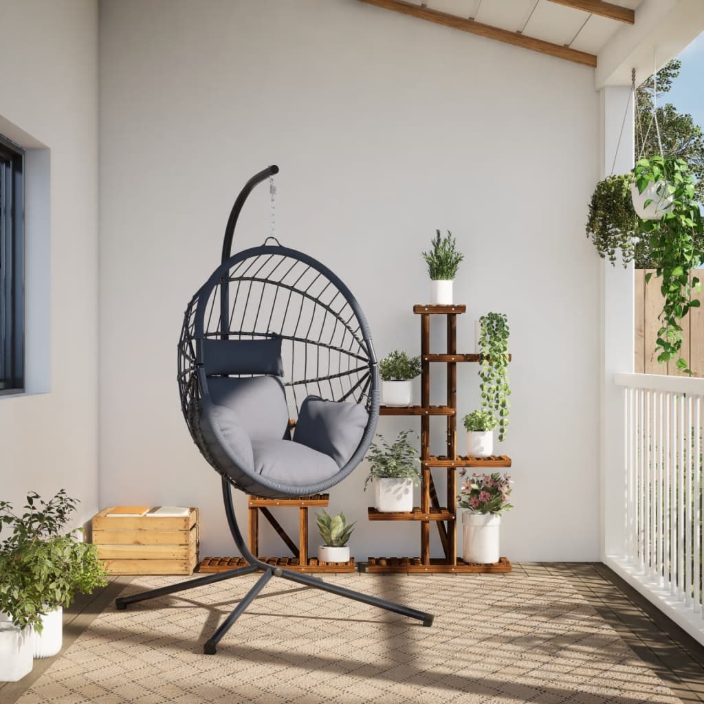 VidaXL hængestol med standard rattan og gråt stål