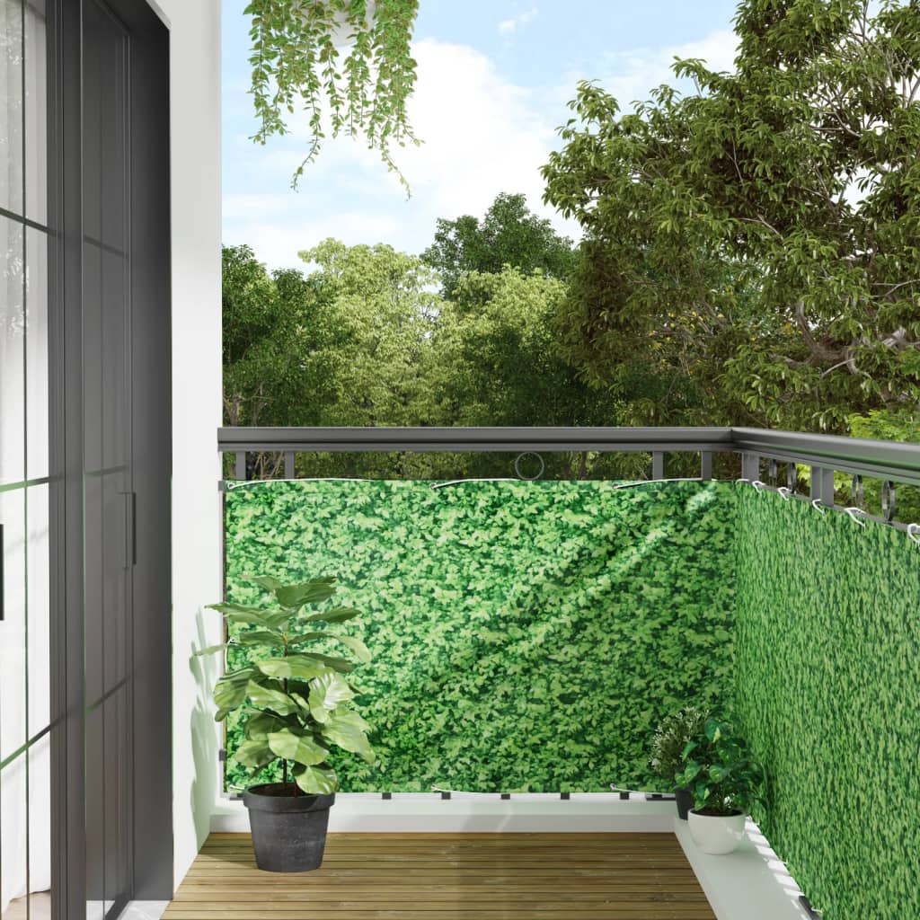 VidaXL Balkonskærm plantemønster 800x90 cm PVC grøn