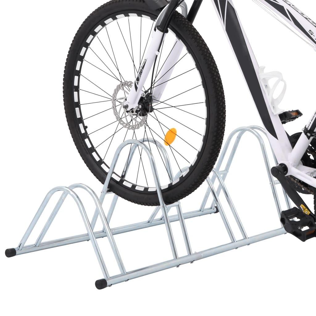VidaXL cykelstativ til 4 cykler, fritstående galvaniseret stål