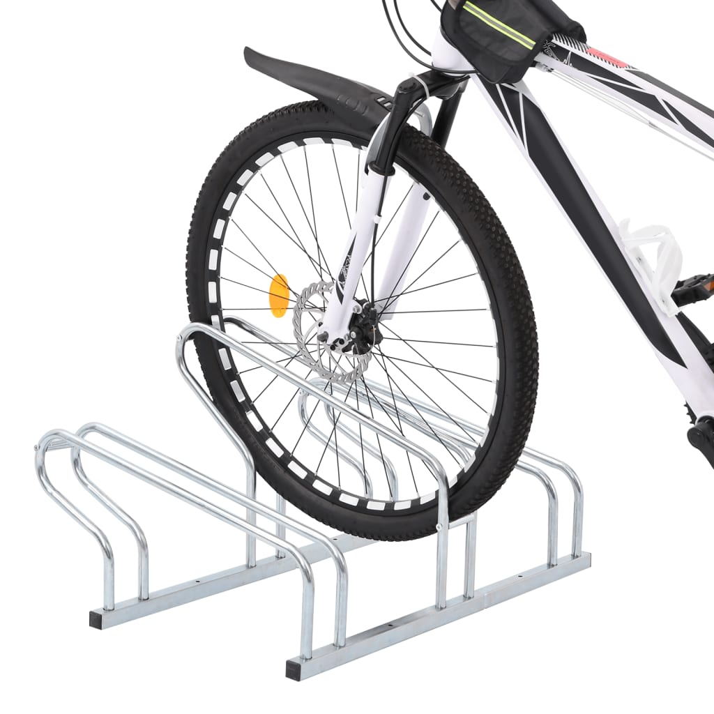 VidaXL cykelstativ til 3 cykler, fritstående galvaniseret stål