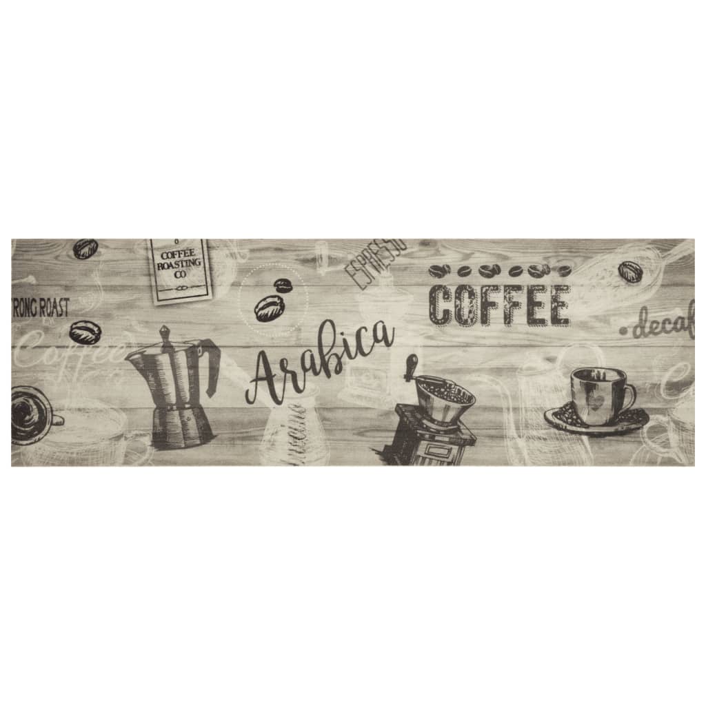 Vidaxx køkkenmåtte vaskbart kaffeprint 60x180 cm fløjlsgrå