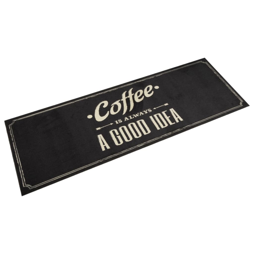 Vidaxx køkkenmåtte vaskbar kaffe tekst 60x180 cm fløjl