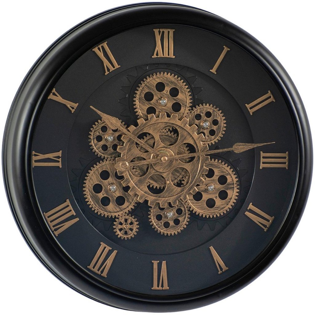 Excellent houseware analoge wandklok 40 cm goud zwart
