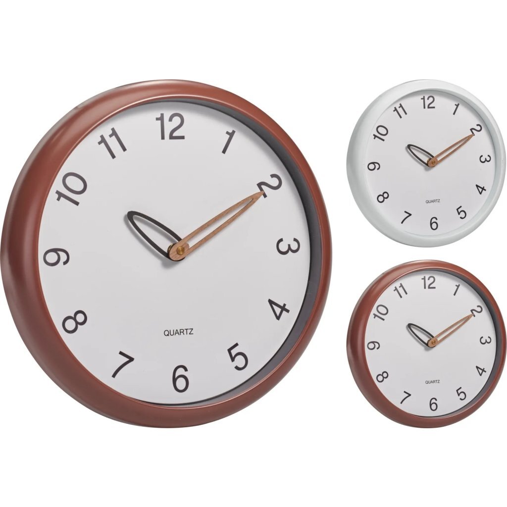Overige merken analoge wandklok 30 cm bruin wit