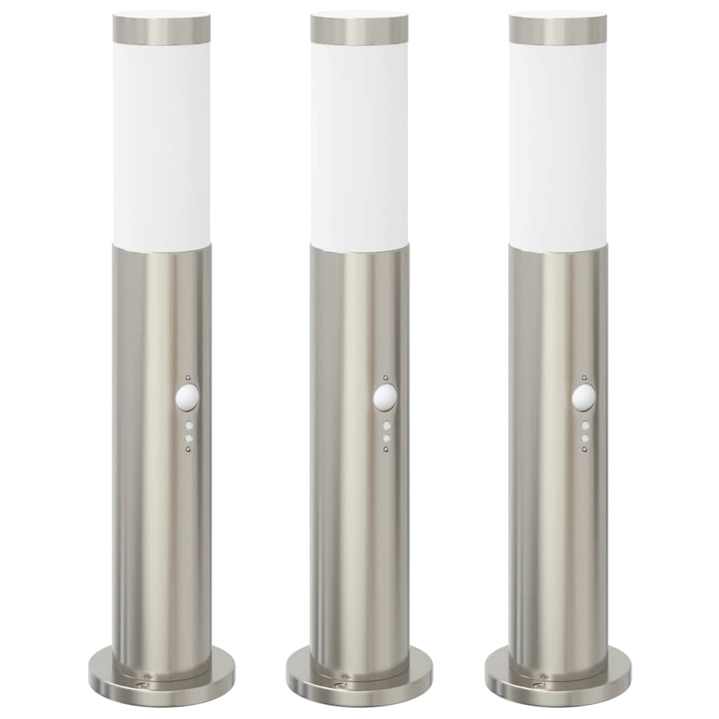 VidaXL pullertbelysning med sensor 3 stk 50 cm rustfrit stål IP44