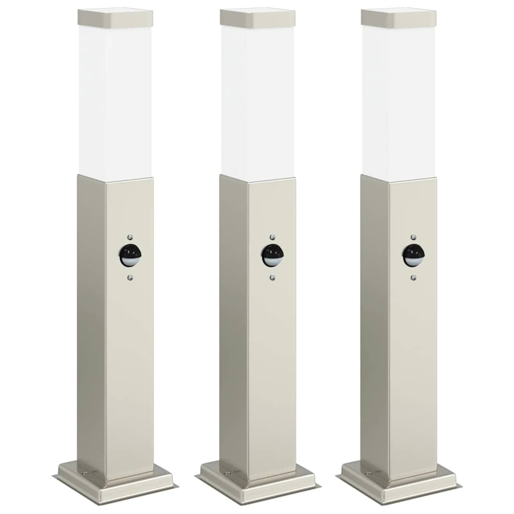 VidaXL pullertbelysning med sensor 3 stk 50 cm rustfrit stål IP44