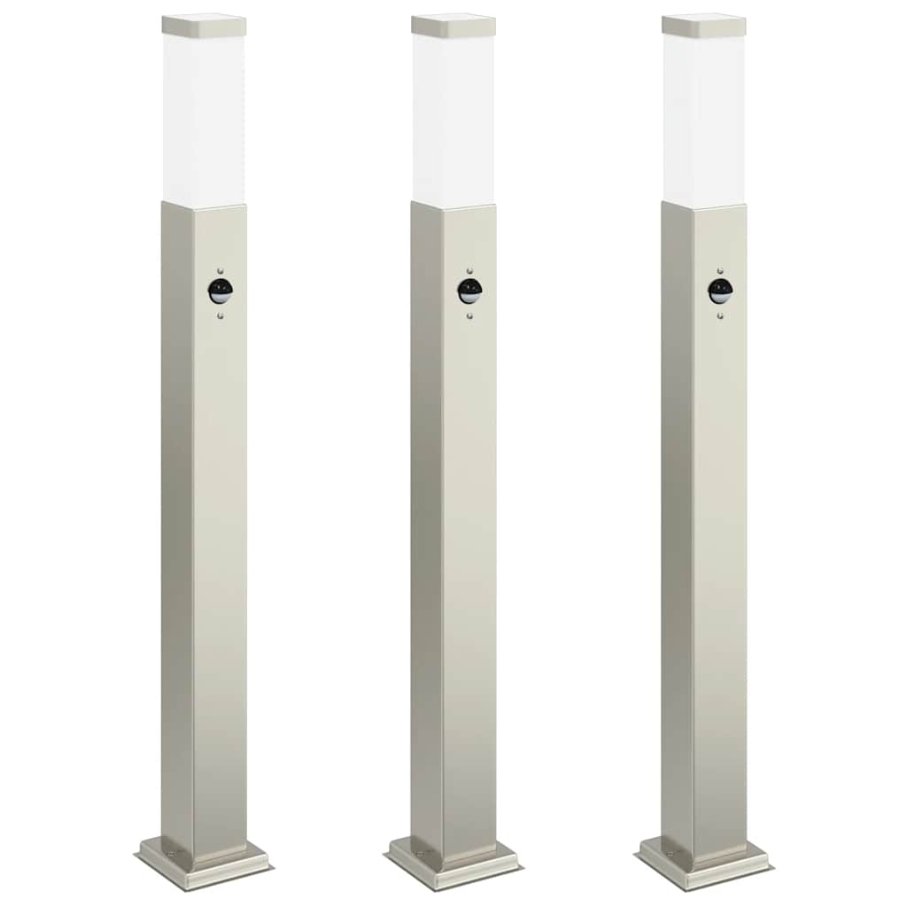 VidaXL pullertbelysning med sensor 3 stk 80 cm rustfrit stål IP44