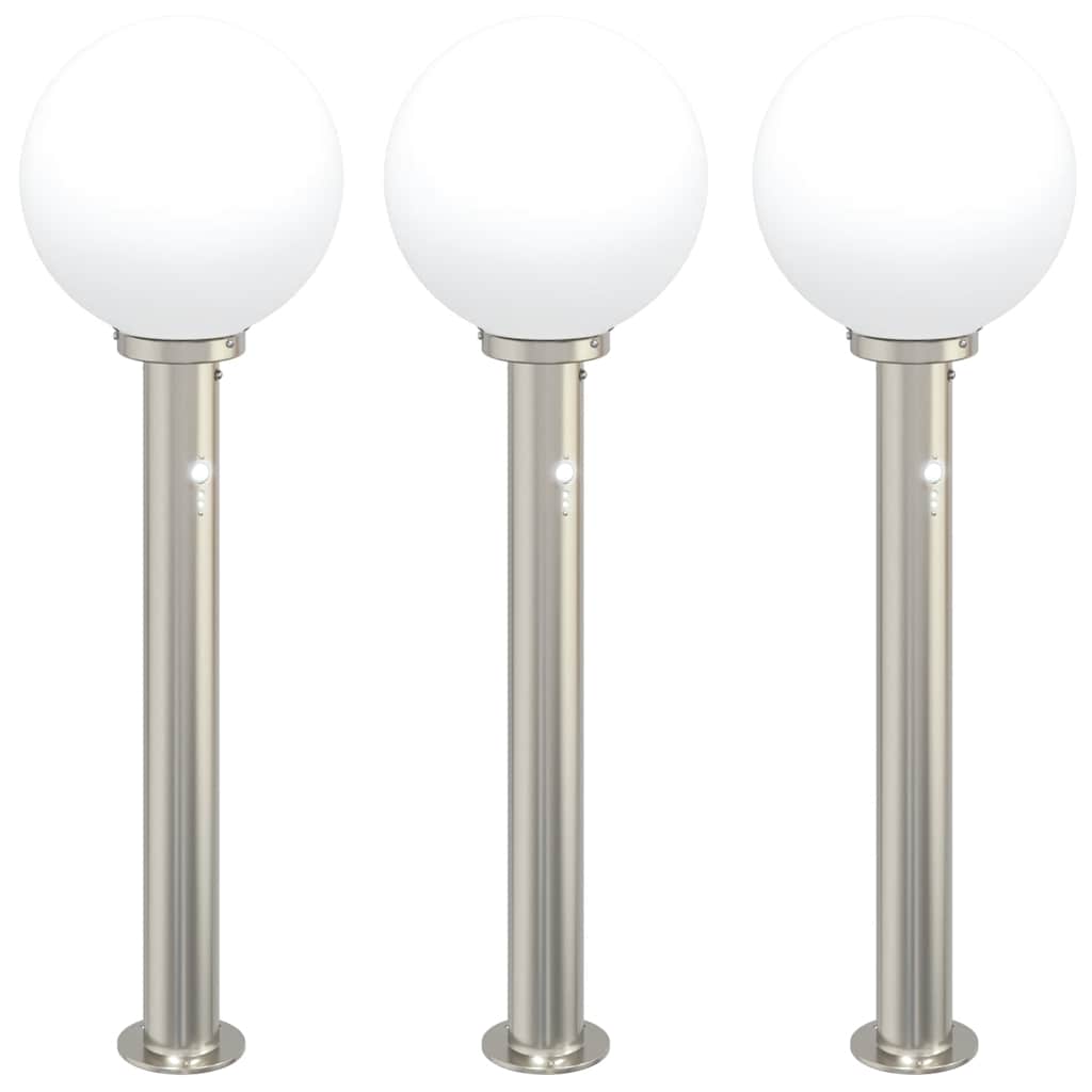 VidaXL pullertbelysning med sensor 3 stk 80 cm rustfrit stål IP44
