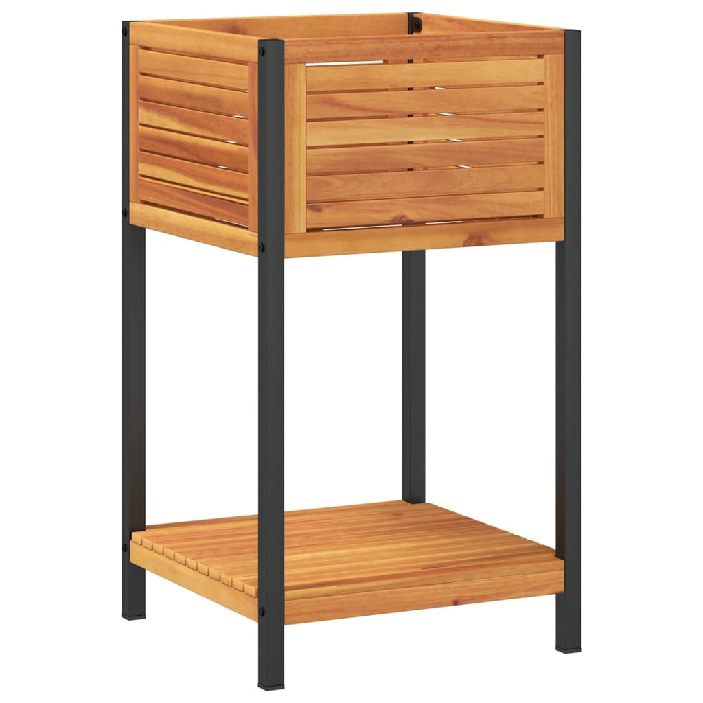 Vidaxx plantekasse med hylde 45x45x80 cm massivt akacietræ og stål