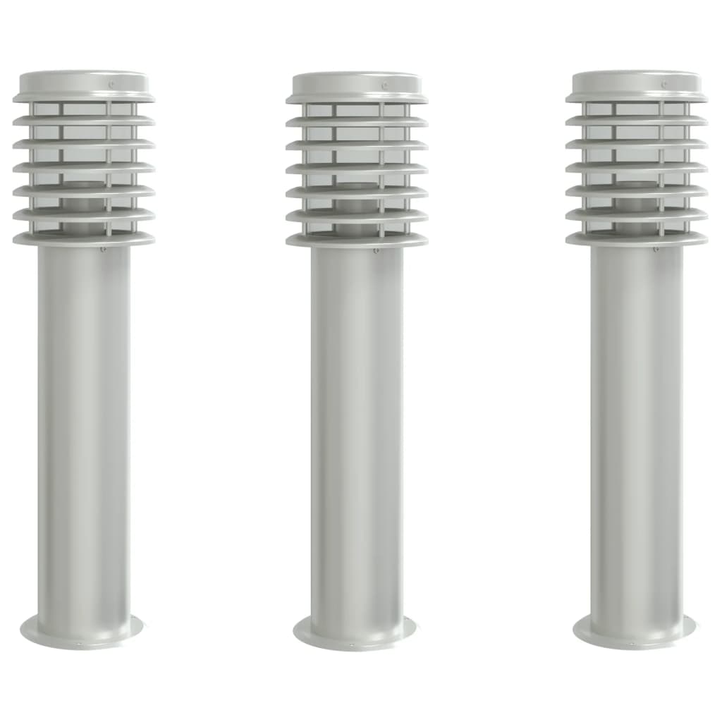 VidaXL Udendørs gulvlampe 3 stk 60 cm rustfrit stål sølvfarvet