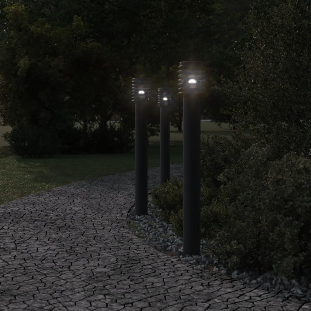 Vidaxx udendørs gulvlamper 3 stk fatning 110 cm rustfri stål sort