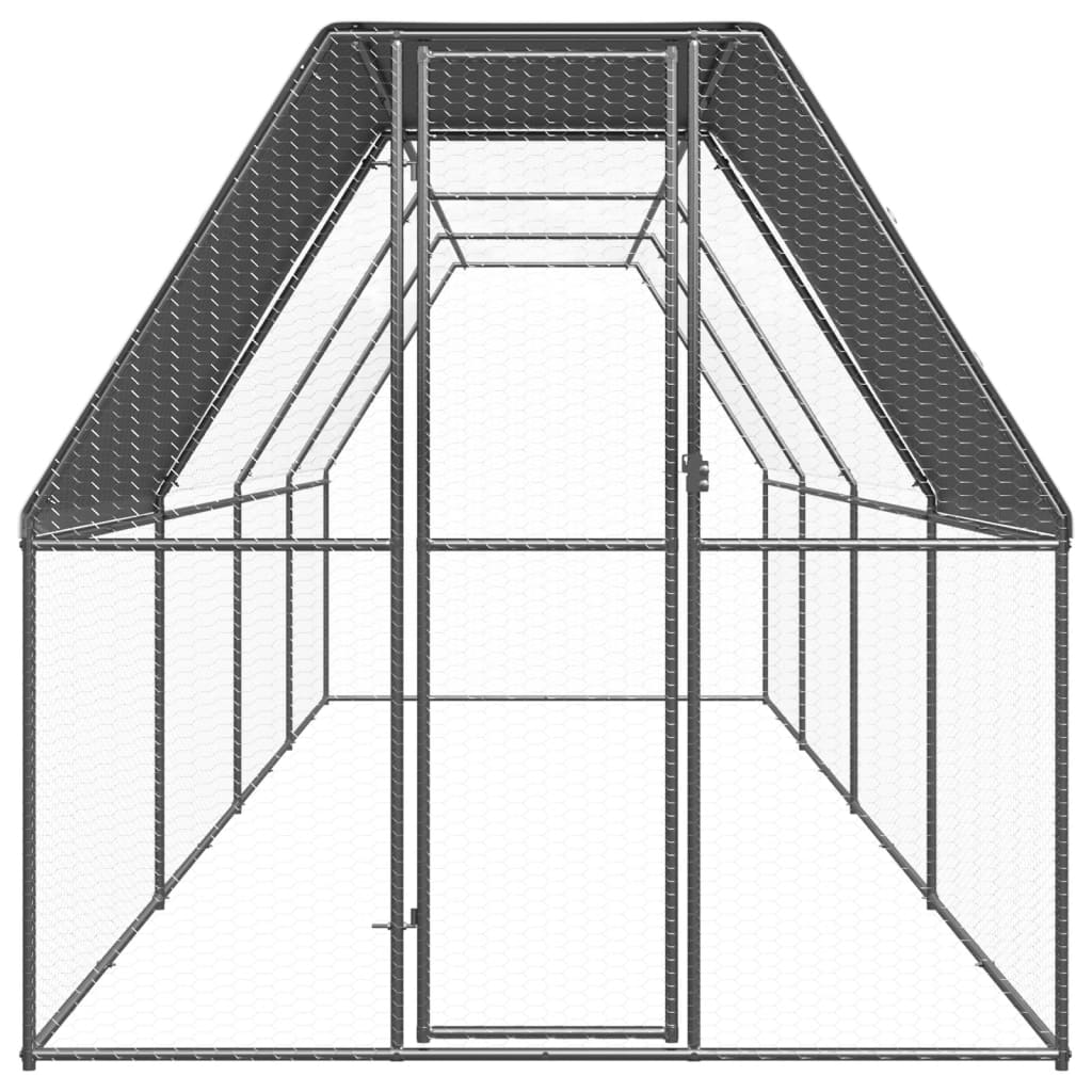 VidaXL Hønsehus 2x8x2 m galvaniseret stål