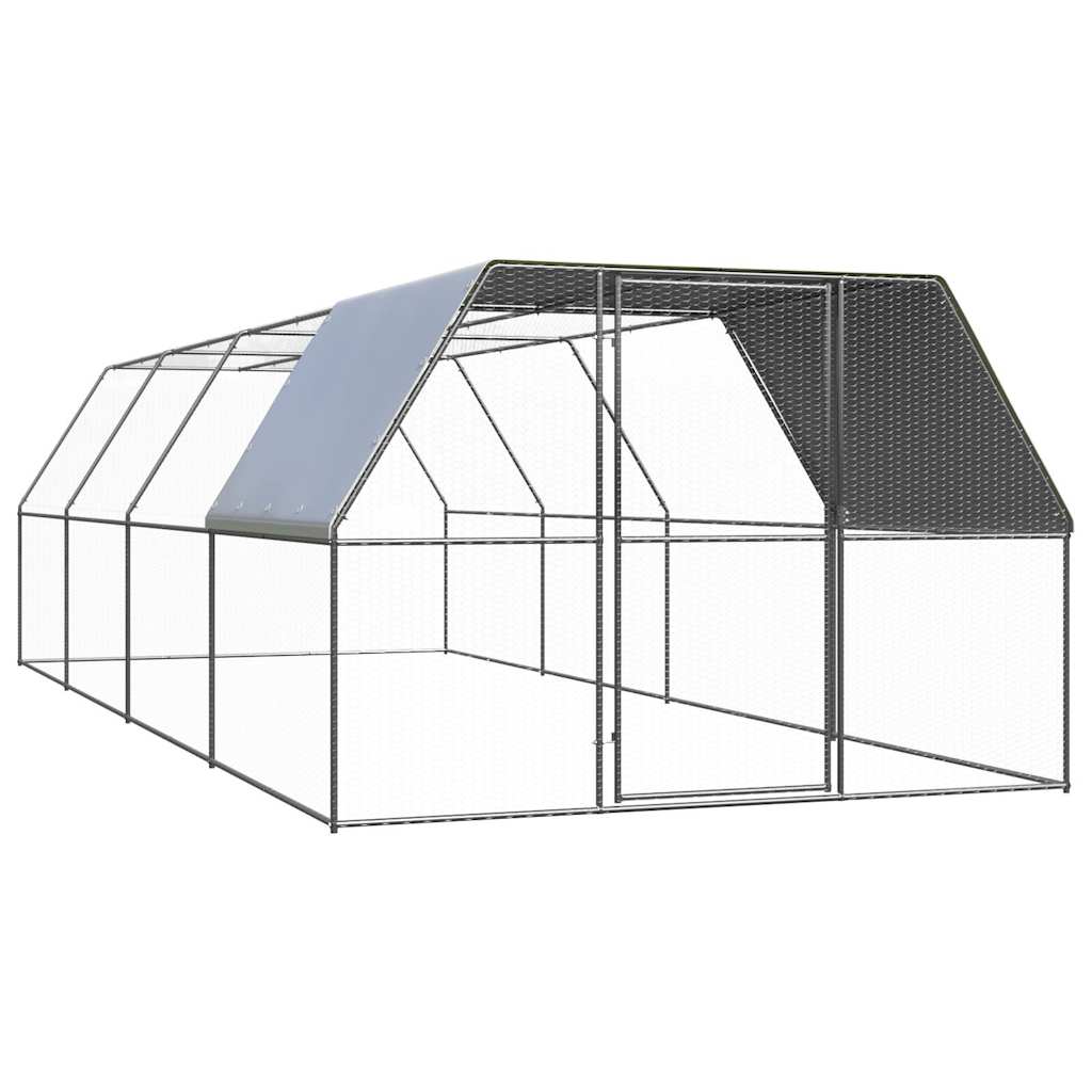 VidaXL Hønsehus 3x8x2 m galvaniseret stål