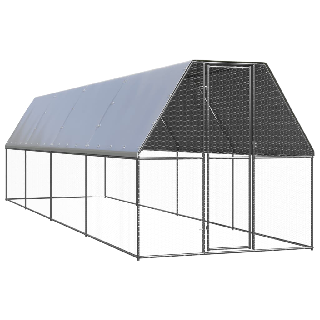 VidaXL Hønsehus 2x8x2 m galvaniseret stål