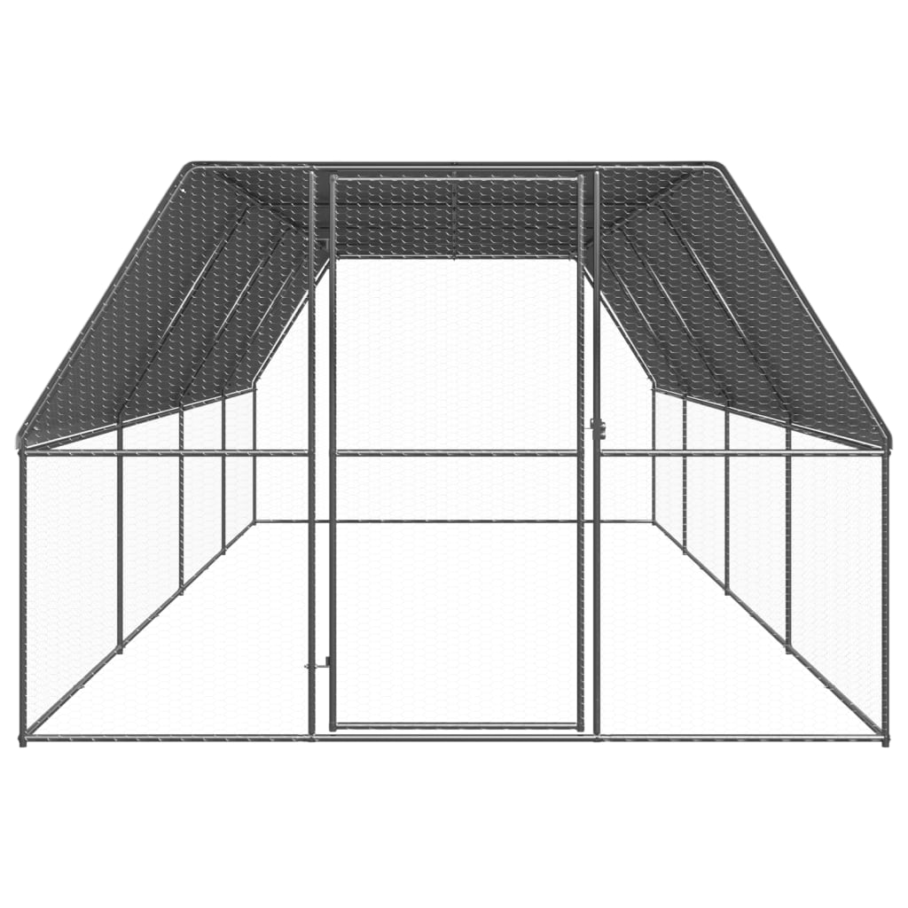 VidaXL Hønsehus 3x8x2 m galvaniseret stål