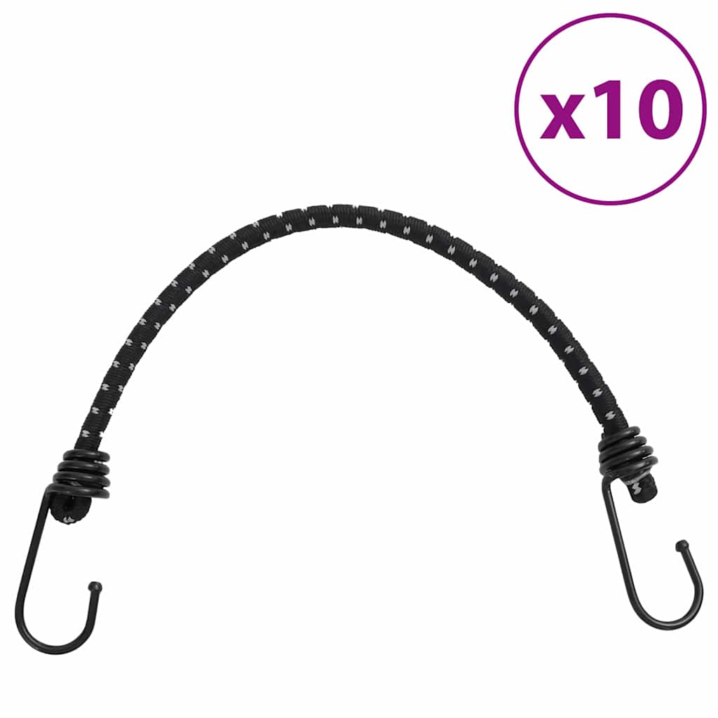 Vidaxl spændelastikker med refleksstriber og kroge 10 stk 46 cm