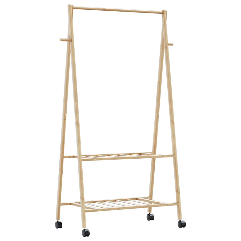 Vidaxx tøjstativ med hylder og hjul 96x45,5x155,5 cm bambus