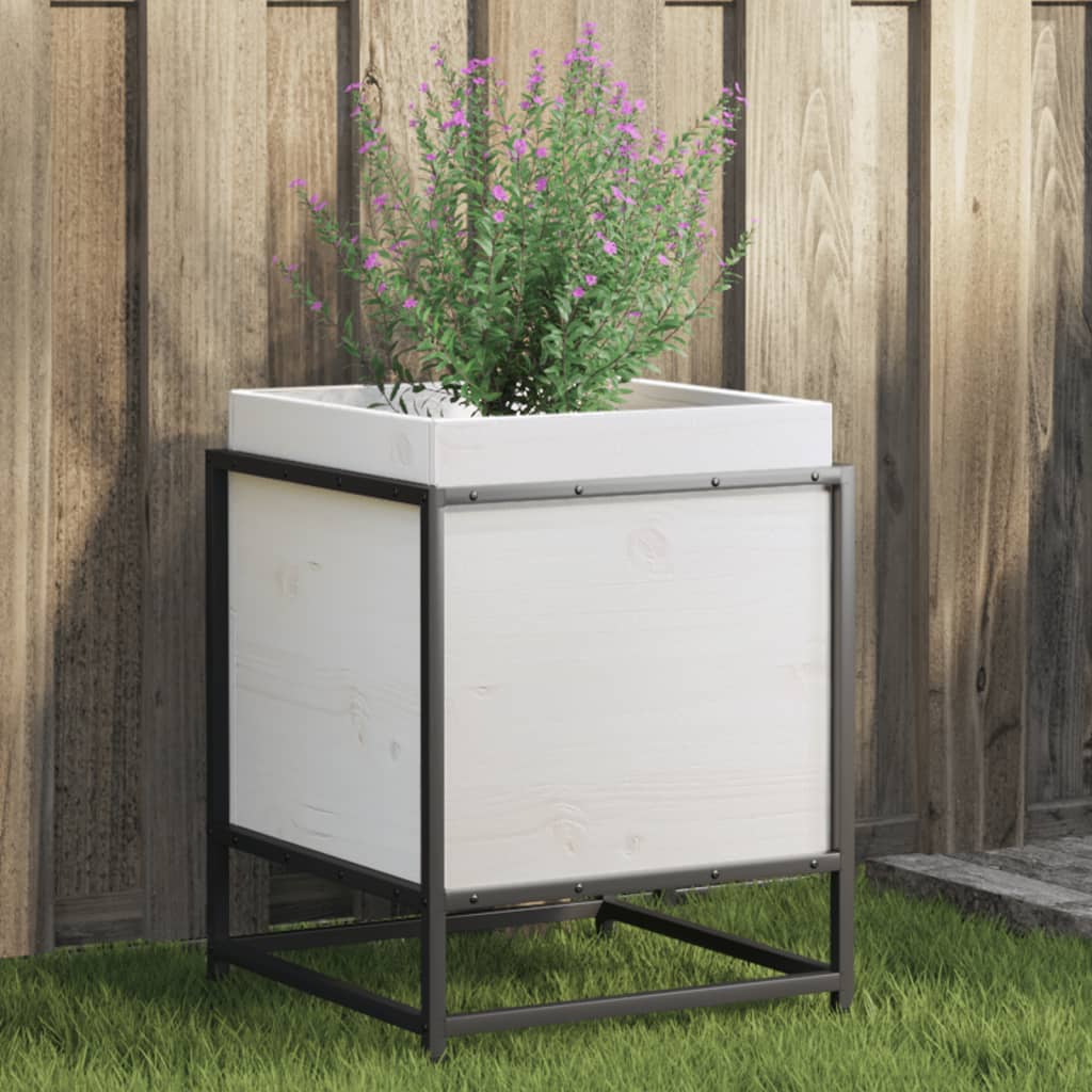 Vidaxx plantekasse 40x40x50 cm massiv fyrretræ hvid