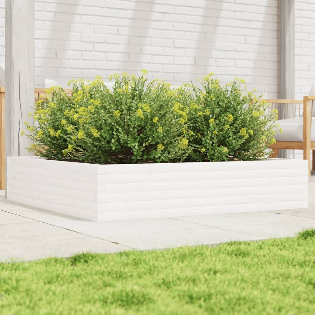 Vidaxx plantekasse 110x110x23 cm massiv fyrretræ hvid