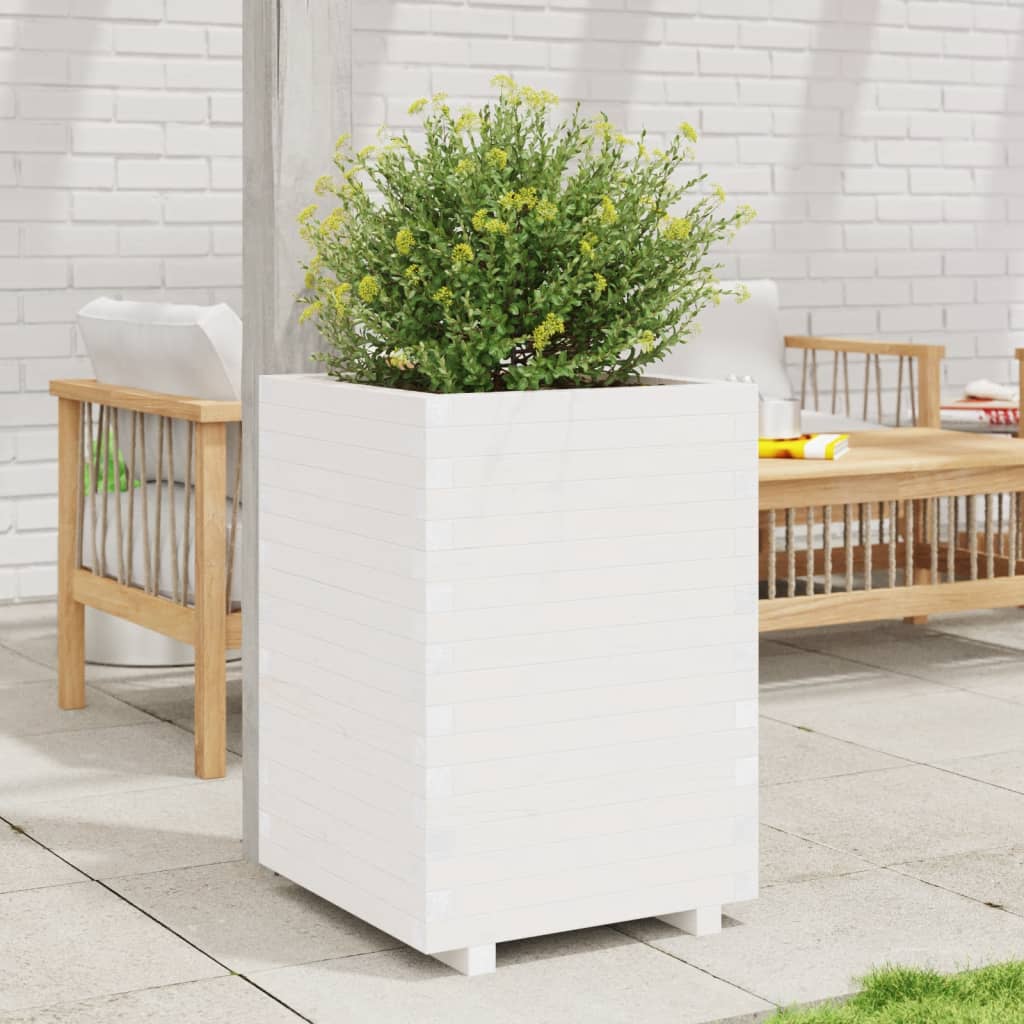 Vidaxx plantekasse 50x50x72,5 cm massiv fyrretræ hvid