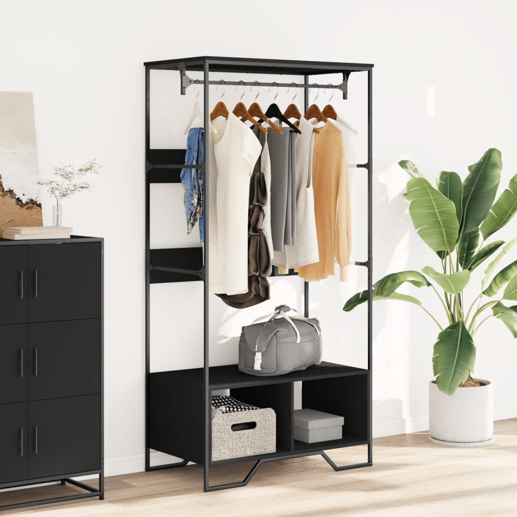 VidaXL garderobe 90x50x180 cm færdig træ sort