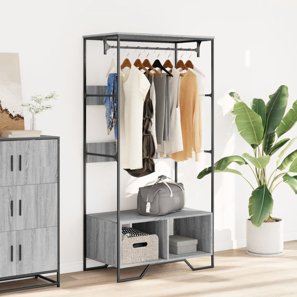 Vidaxx garderobeskab 90x50x180 cm konstrueret træ, grå sonoma eg