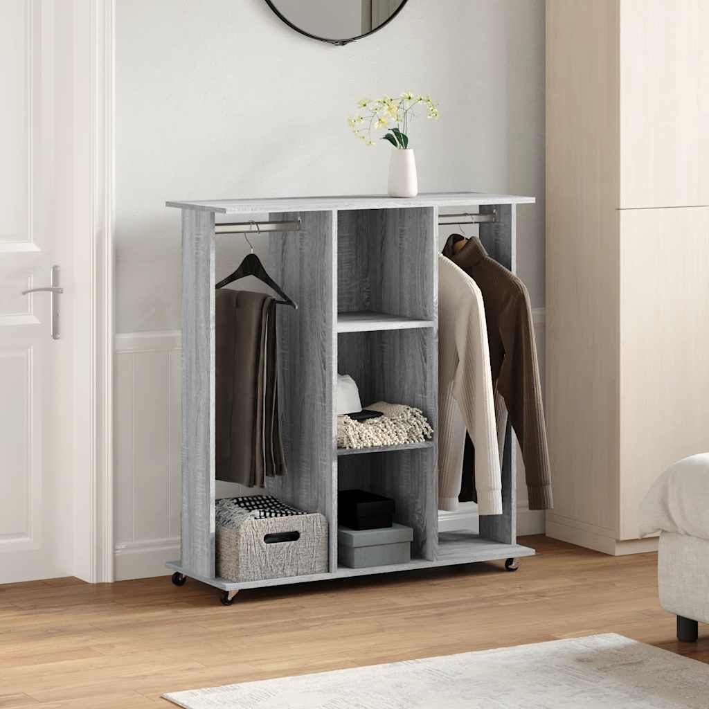 Vidaxxl garderobe med hjul 102x38x110 cm trægrå sonoma eg